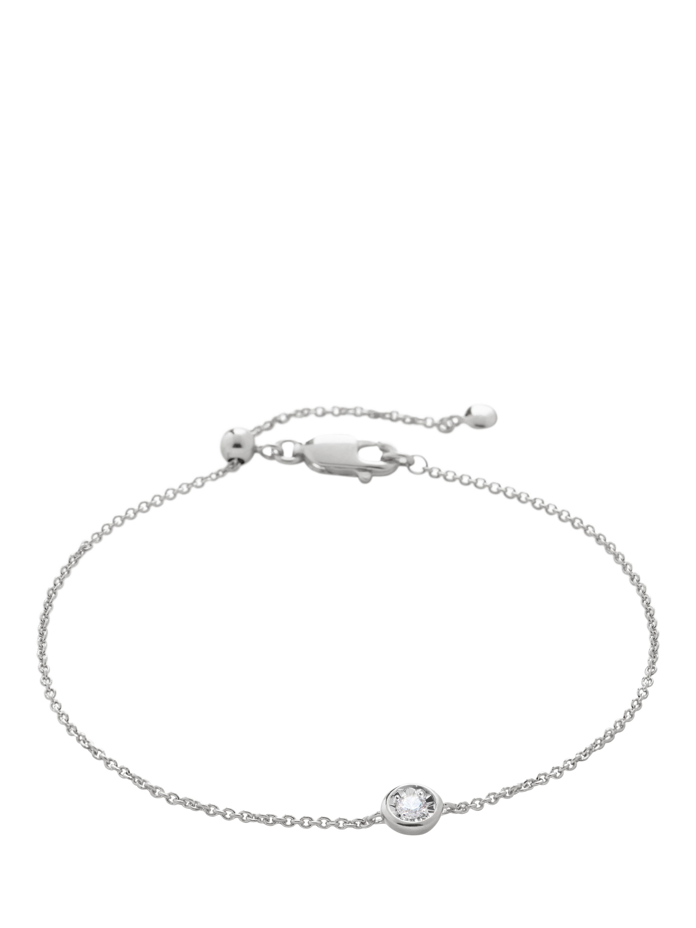 Product image 1 of 5, which shows Monica Vinader Lab Grown Solitaire Diamond Chain Bracelet, Silver