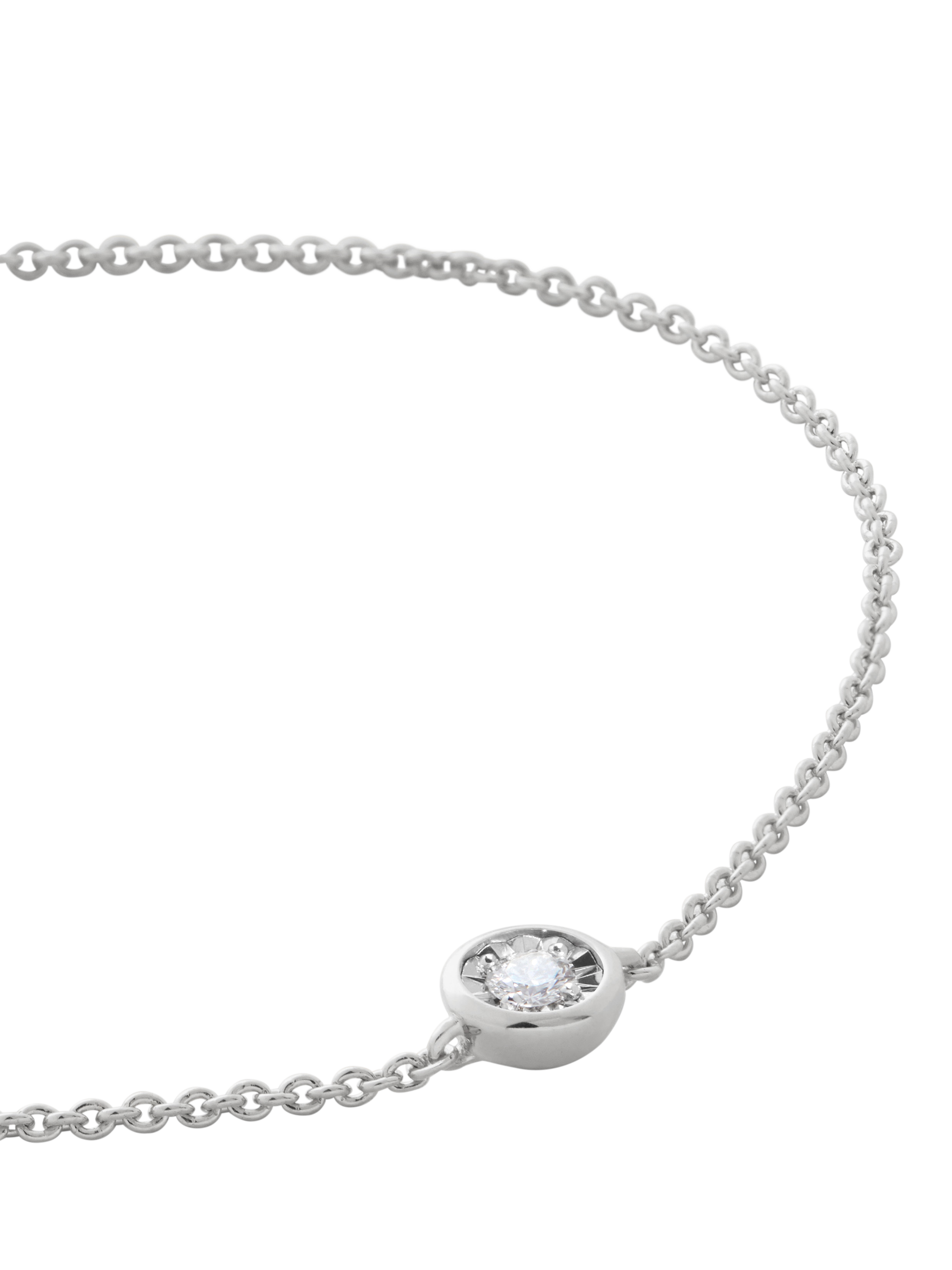 Product image 2 of 5, which shows Monica Vinader Lab Grown Solitaire Diamond Chain Bracelet, Silver