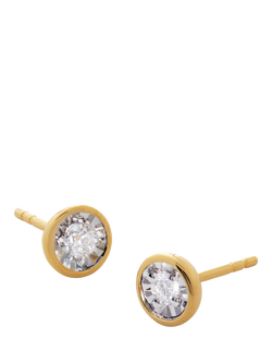 Monica Vinader Round Cut Solitaire Stud Earrings, Gold, Gold