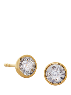 Monica Vinader Round Cut Solitaire Stud Earrings, Gold - view 2, Gold