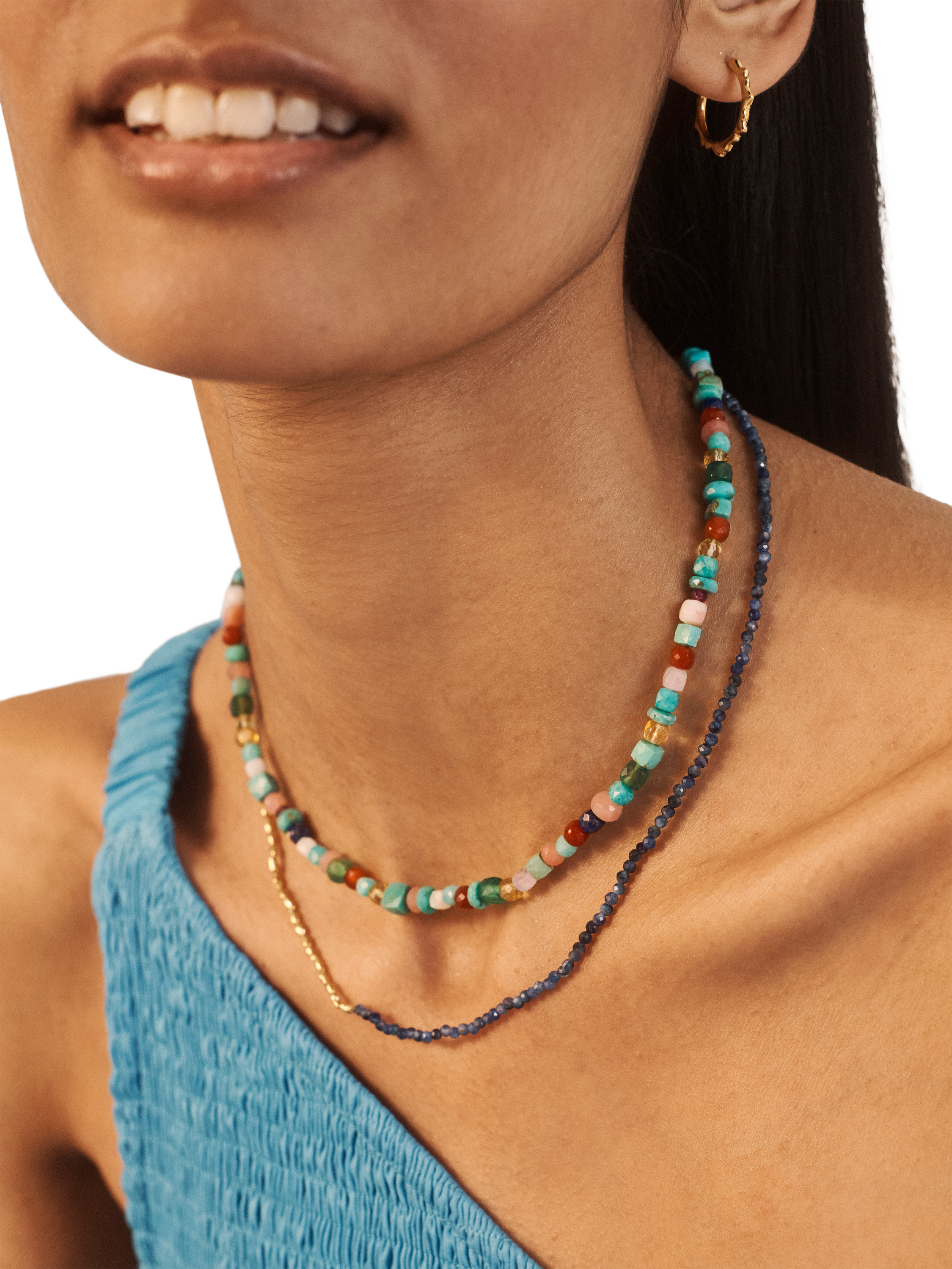 Product image 2 of 3, which shows Monica Vinader Freedom Beaded Gemstone Necklace, Multi