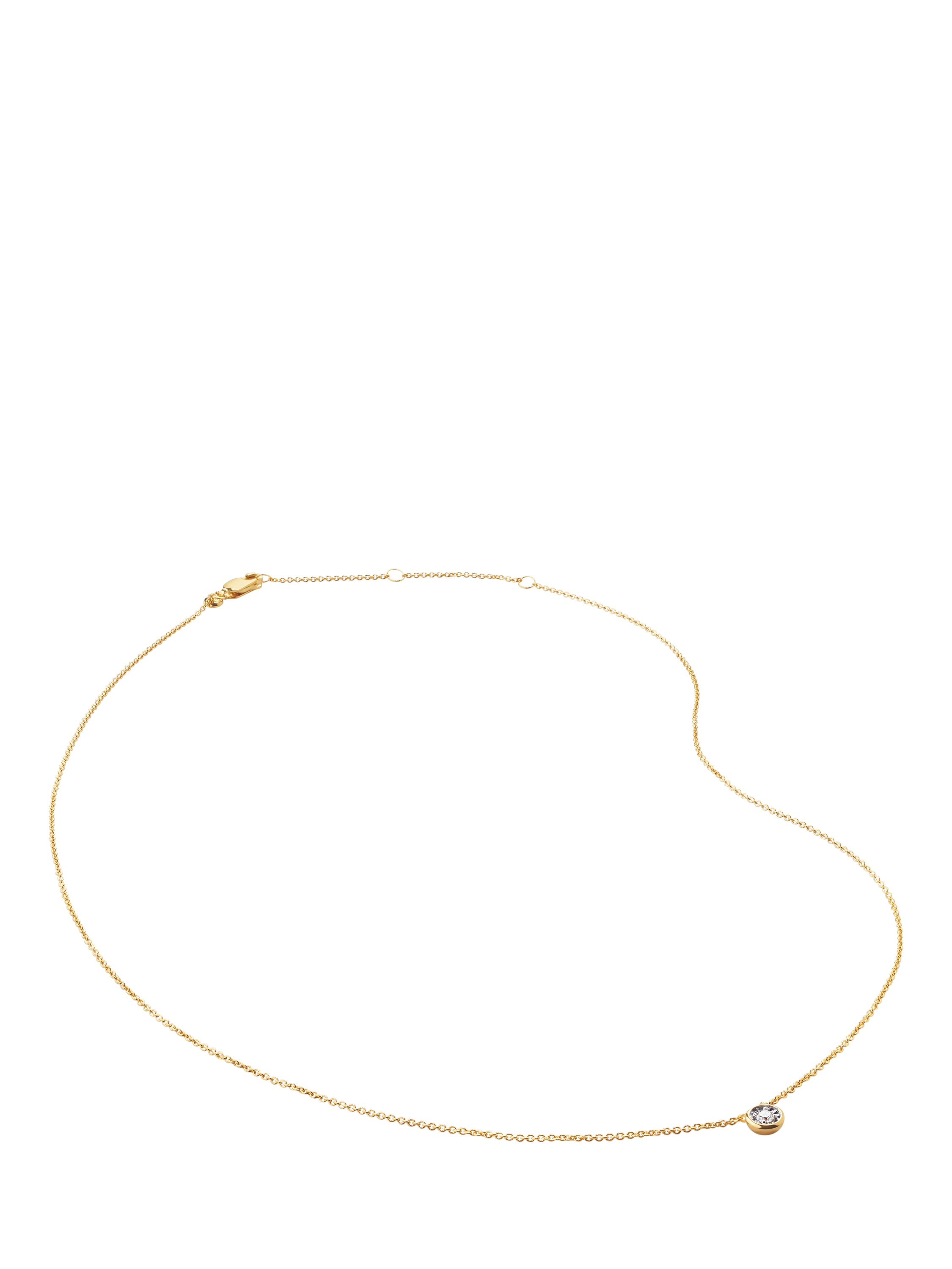 Product image 1 of 3, which shows Monica Vinader Lab Grown Diamond Solitaire Necklace, Medium, Gold