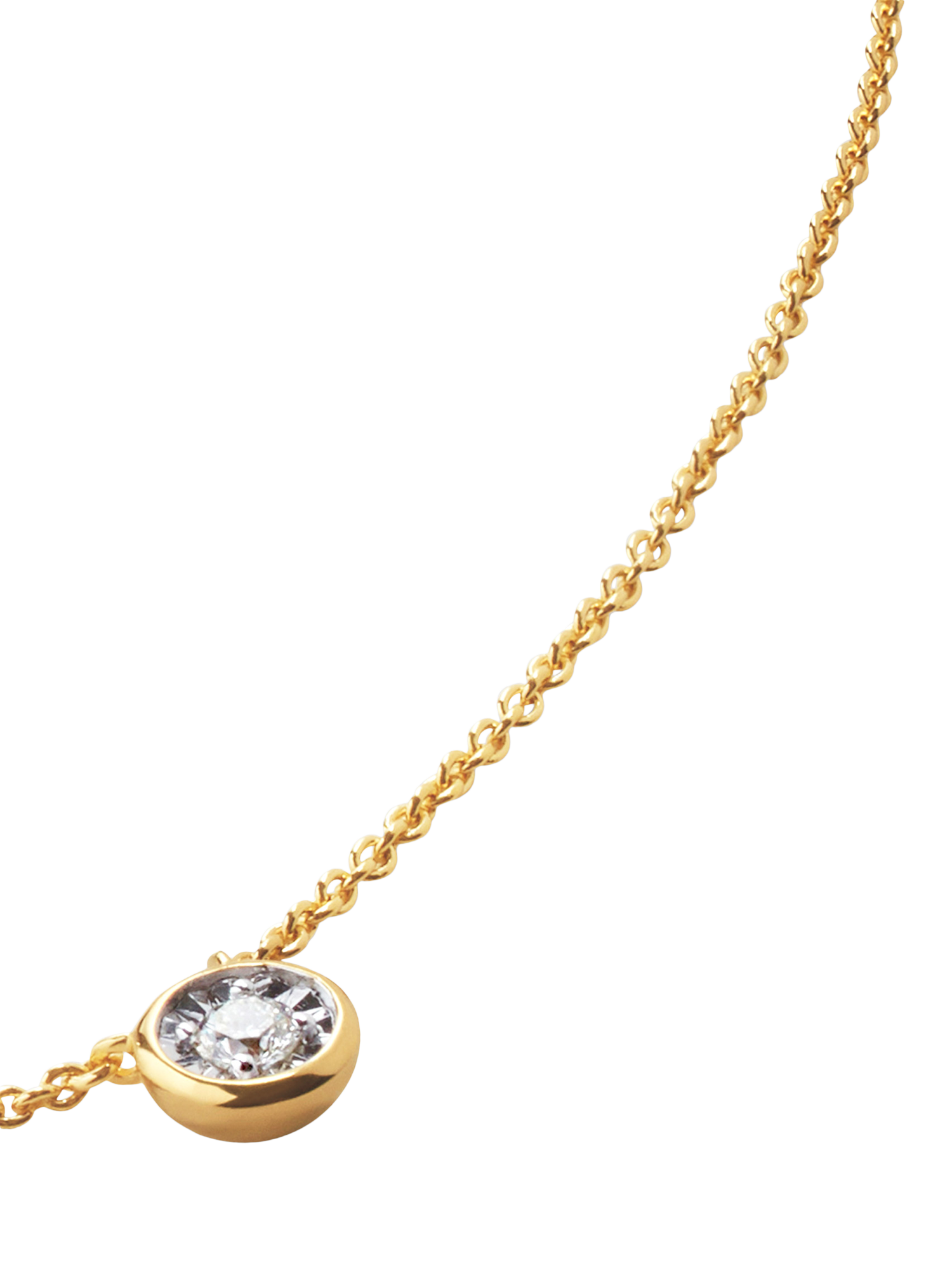Product image 2 of 3, which shows Monica Vinader Lab Grown Diamond Solitaire Necklace, Medium, Gold