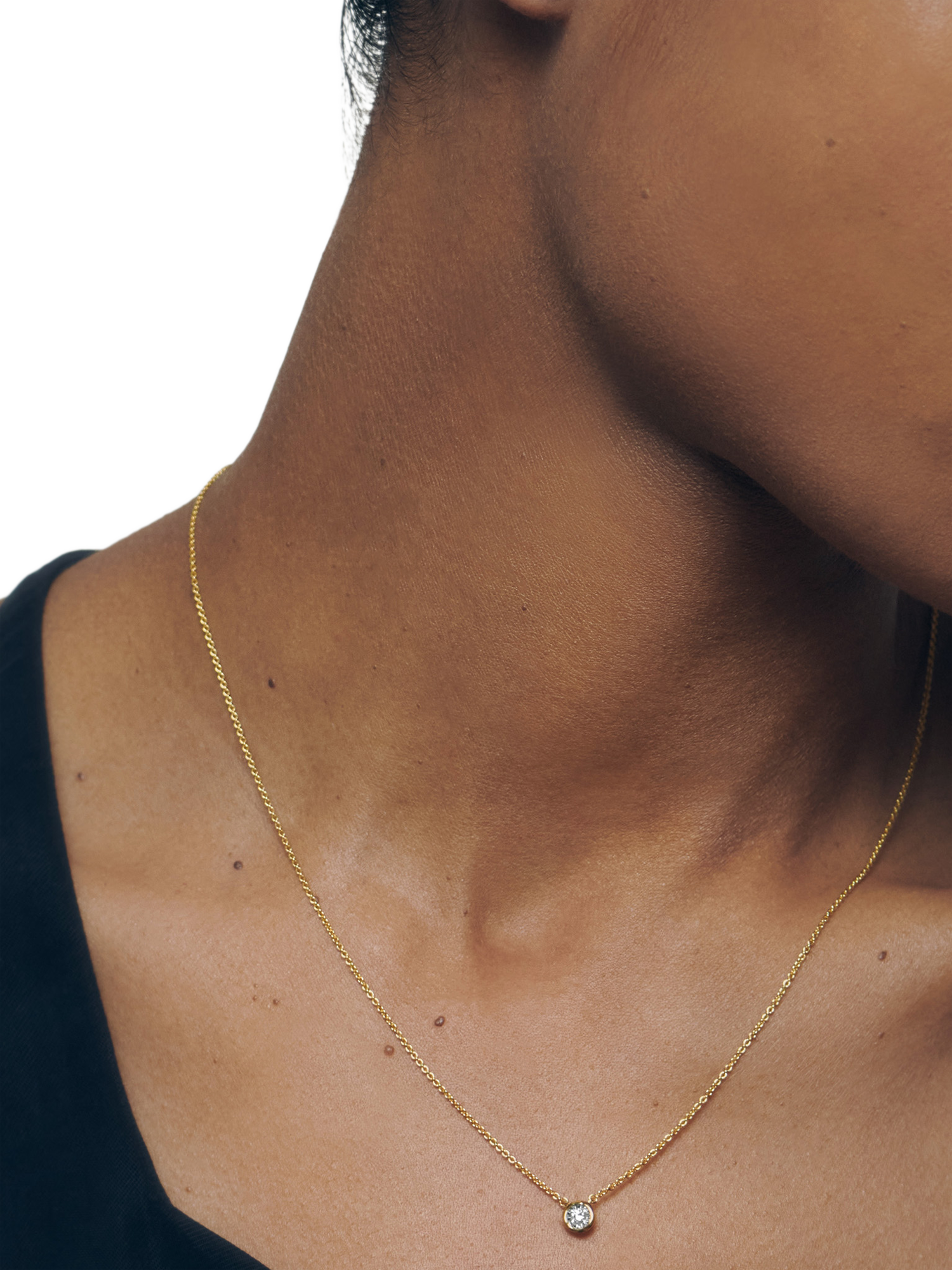Product image 3 of 3, which shows Monica Vinader Lab Grown Diamond Solitaire Necklace, Medium, Gold