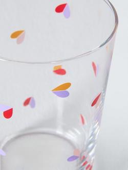 John Lewis Multi Heart Glass Tumbler, 500ml, Clear - view 2, Multi