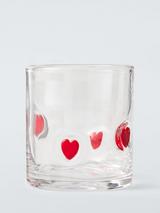 John Lewis Heart Icon Glass Tumbler, 360ml, Clear/Red