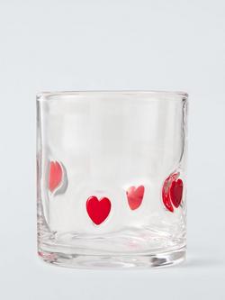 John Lewis Heart Icon Glass Tumbler, 360ml, Clear/Red, Multi