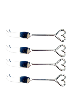 Selbrae House Love Heart Mini Cheese Knives, Set of 4, Silver