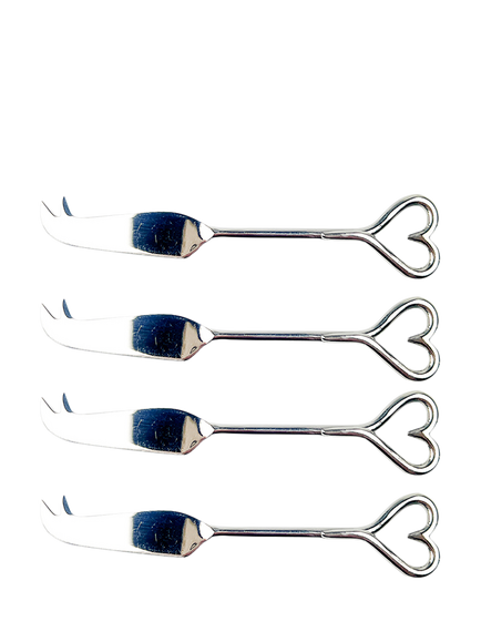 Selbrae House Love Heart Mini Cheese Knives, Set of 4, Silver
