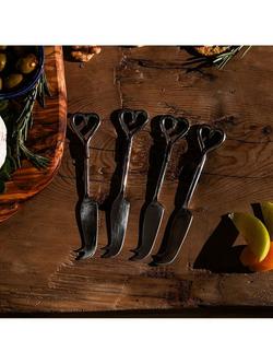 Selbrae House Love Heart Mini Cheese Knives, Set of 4 - view 2, Silver