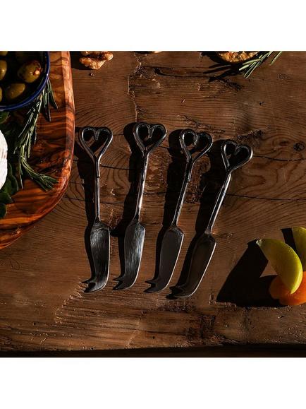 Selbrae House Love Heart Mini Cheese Knives, Set of 4 - view 2, Silver