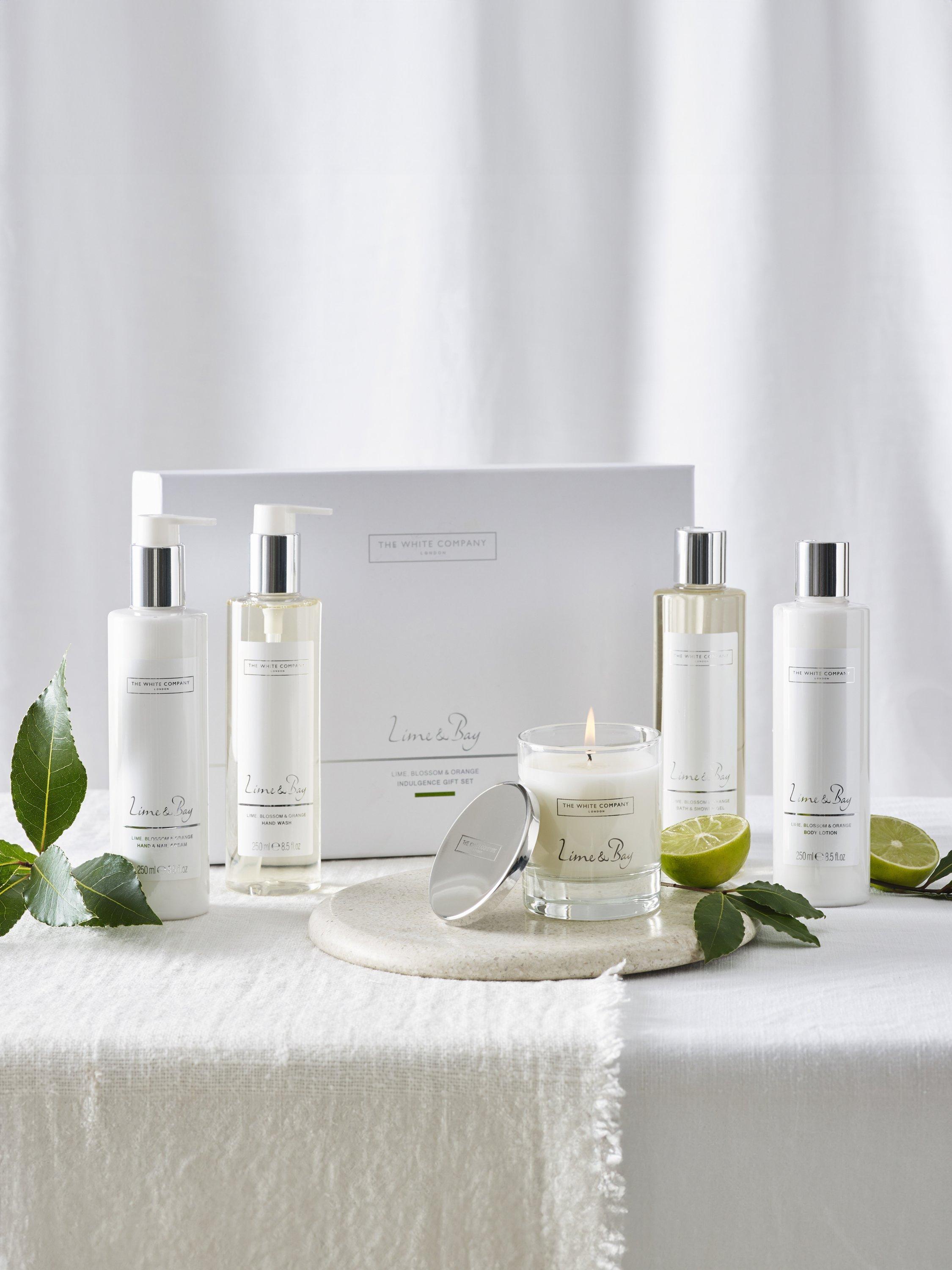 Product image 2 of 3, which shows The White Company Lime & Bay Indulgence Gift Set