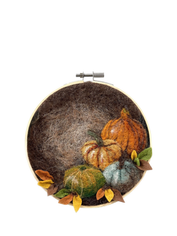 The Crafty Kit Company Pumpkins in a Hoop Needle Felt Kit, Orange