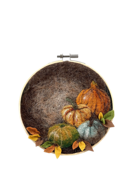 The Crafty Kit Company Pumpkins in a Hoop Needle Felt Kit, Orange