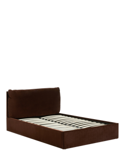 MADE Harlow Upholstered Ottoman Storage Bed, Double - view 2, Chocolate