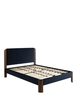 MADE Evander Upholstered Bed Frame, Double - view 2, Navy