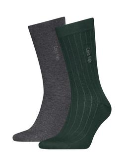 Calvin Klein Cotton Mix Socks, Pack of 2, Dark Green/Multi, Dark Green/Multi