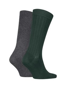 Calvin Klein Cotton Mix Socks, Pack of 2, Dark Green/Multi - view 2, Dark Green/Multi