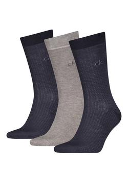 Calvin Klein Cotton Mix Socks, Pack of 3, Grey/Black, Grey/Black