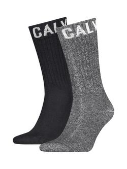 Calvin Klein Cotton Mix Crew Socks, Pack of 2, Black/Grey, Black/Grey
