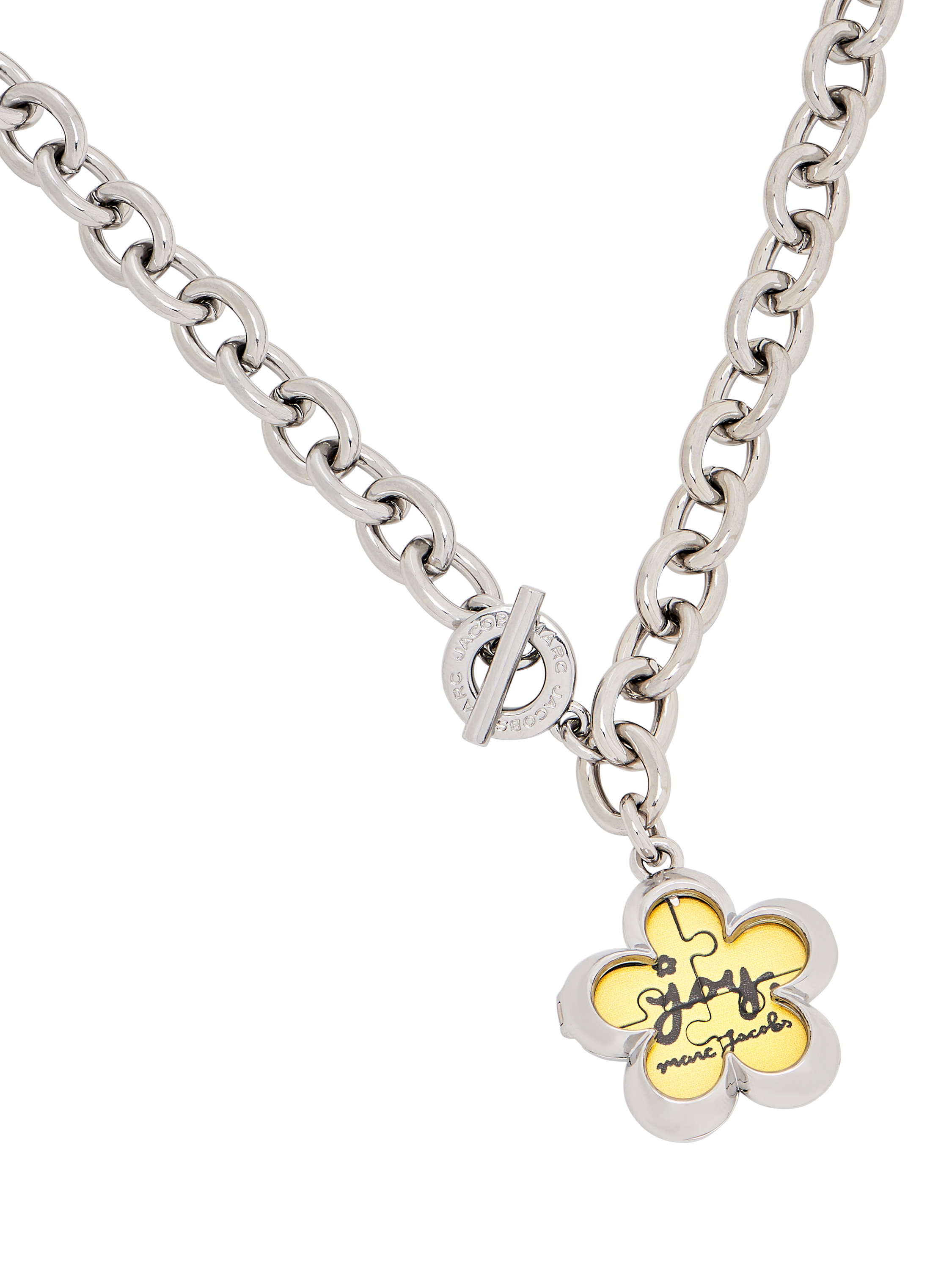 Product image 1 of 6, which shows Marc Jacobs Daisy Puzzle Pendant, Silver/Multi
