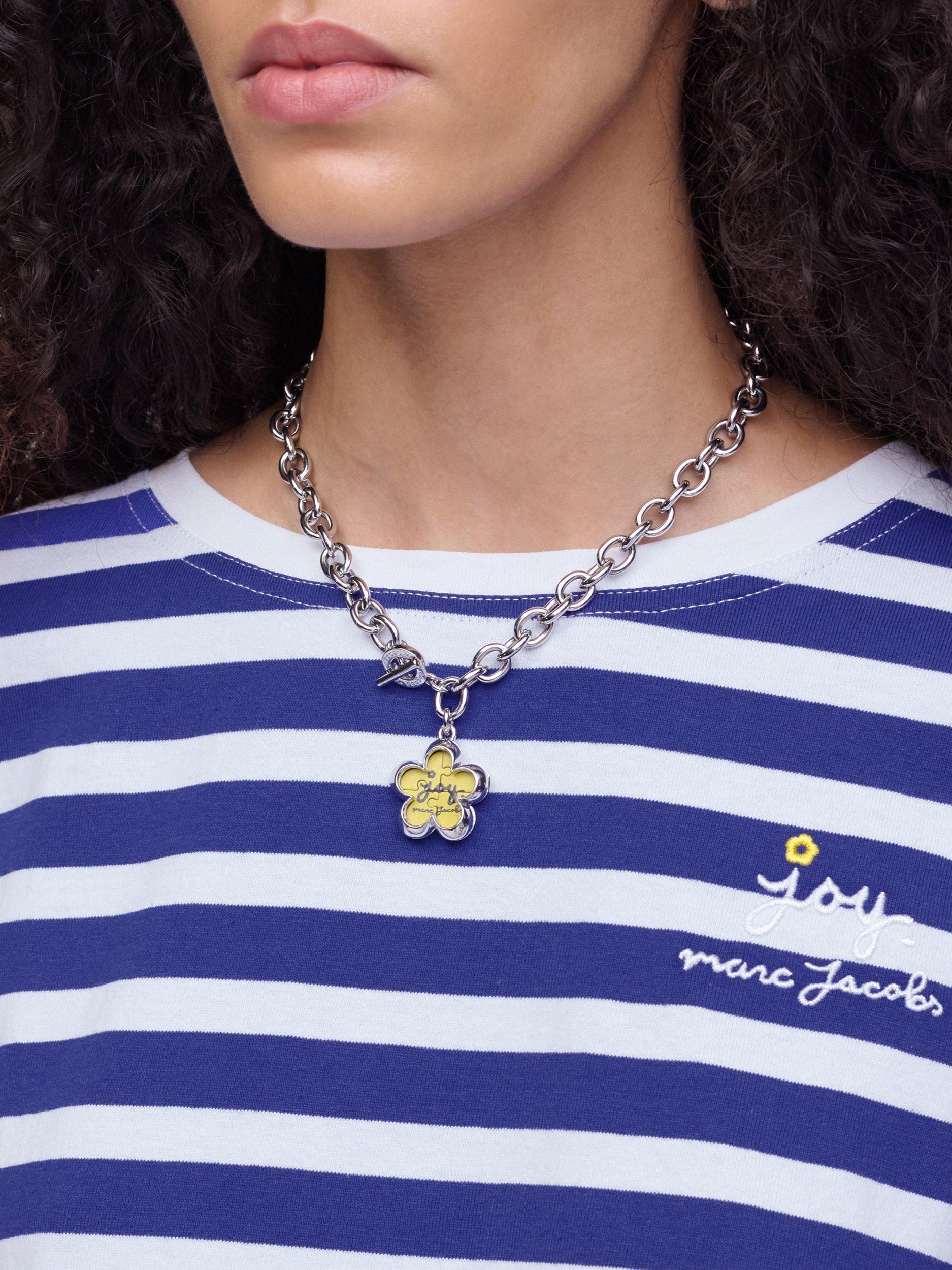 Product image 2 of 6, which shows Marc Jacobs Daisy Puzzle Pendant, Silver/Multi