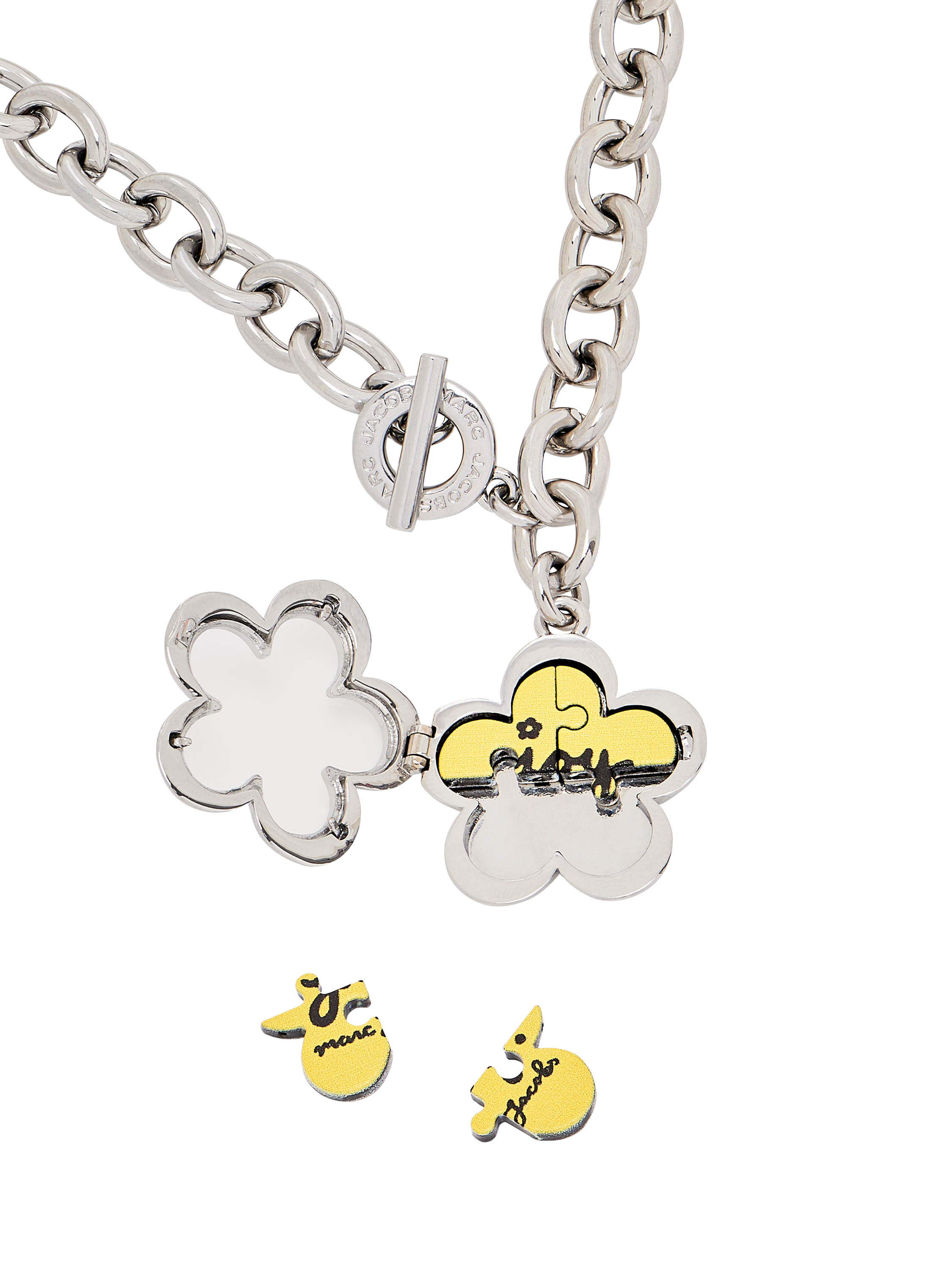 Product image 6 of 6, which shows Marc Jacobs Daisy Puzzle Pendant, Silver/Multi