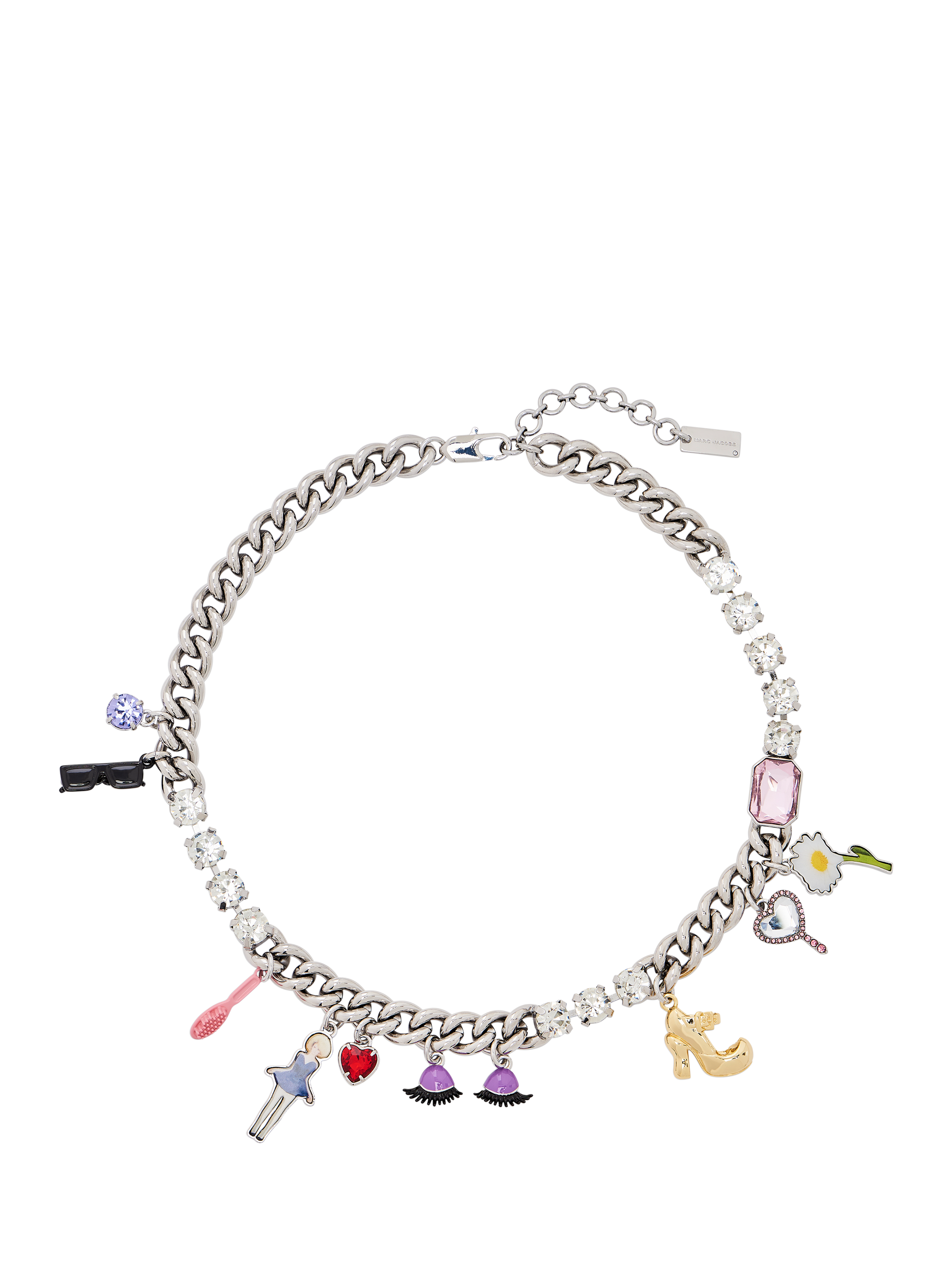 Product image 1 of 4, which shows Marc Jacobs Dollhouse Charm Necklace, Silver/Multi