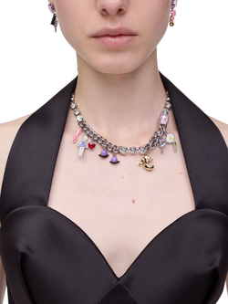 Marc Jacobs Dollhouse Charm Necklace, Silver/Multi - view 2, Silver/Multi