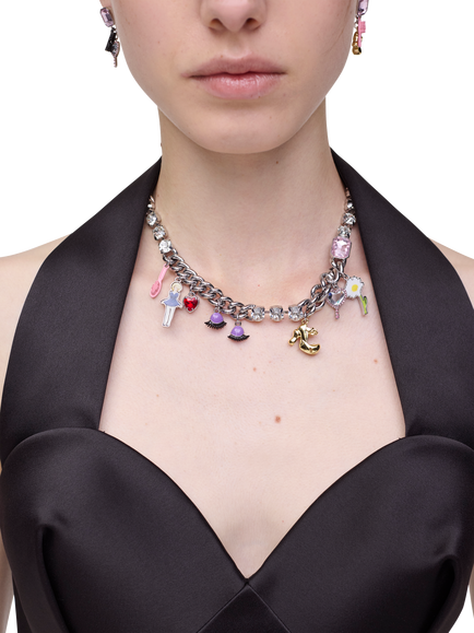 Marc Jacobs Dollhouse Charm Necklace, Silver/Multi - view 2, Silver/Multi