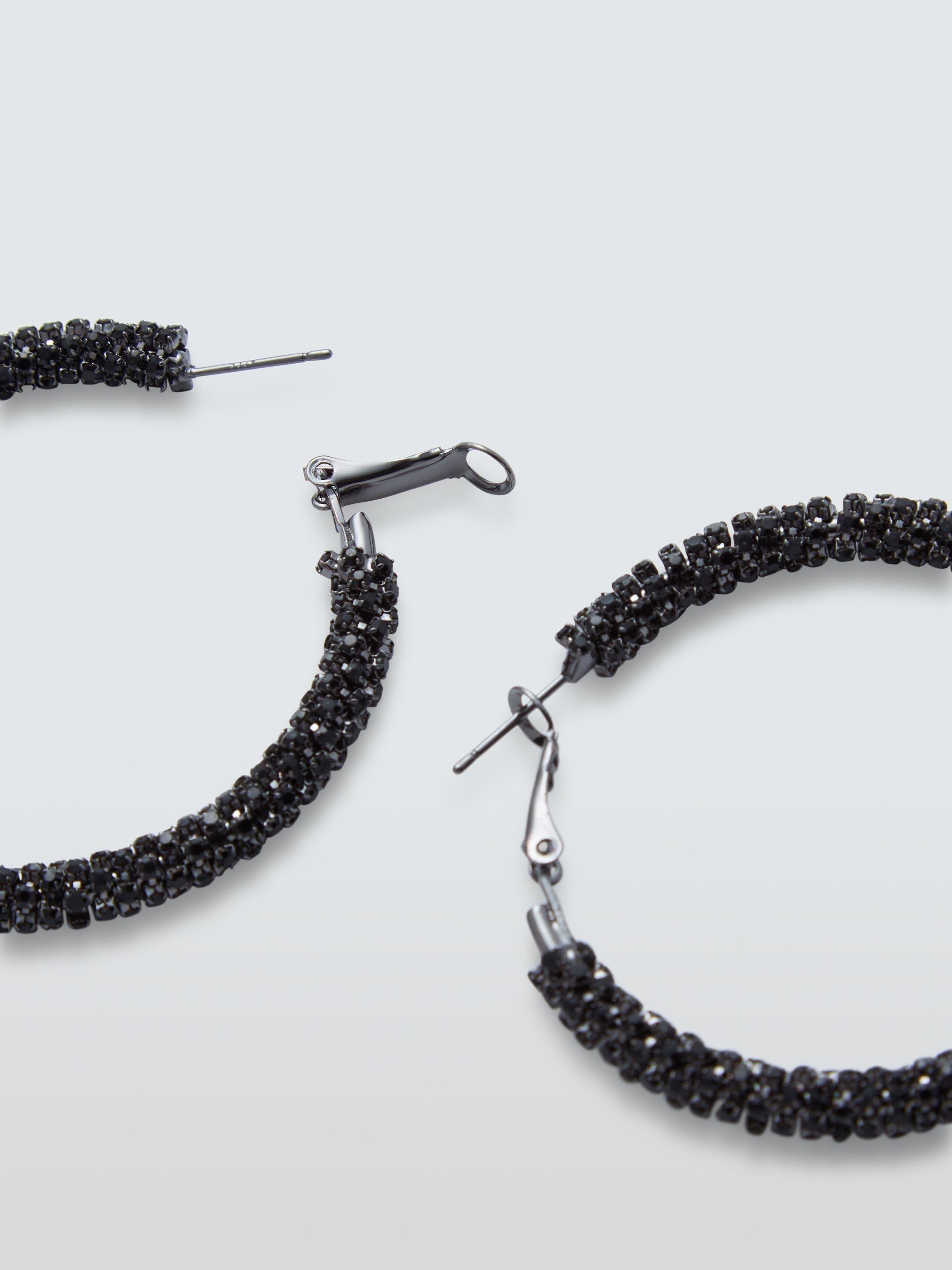Product image 3 of 4, which shows John Lewis Crystal Hoop Earrings, Gunmetal