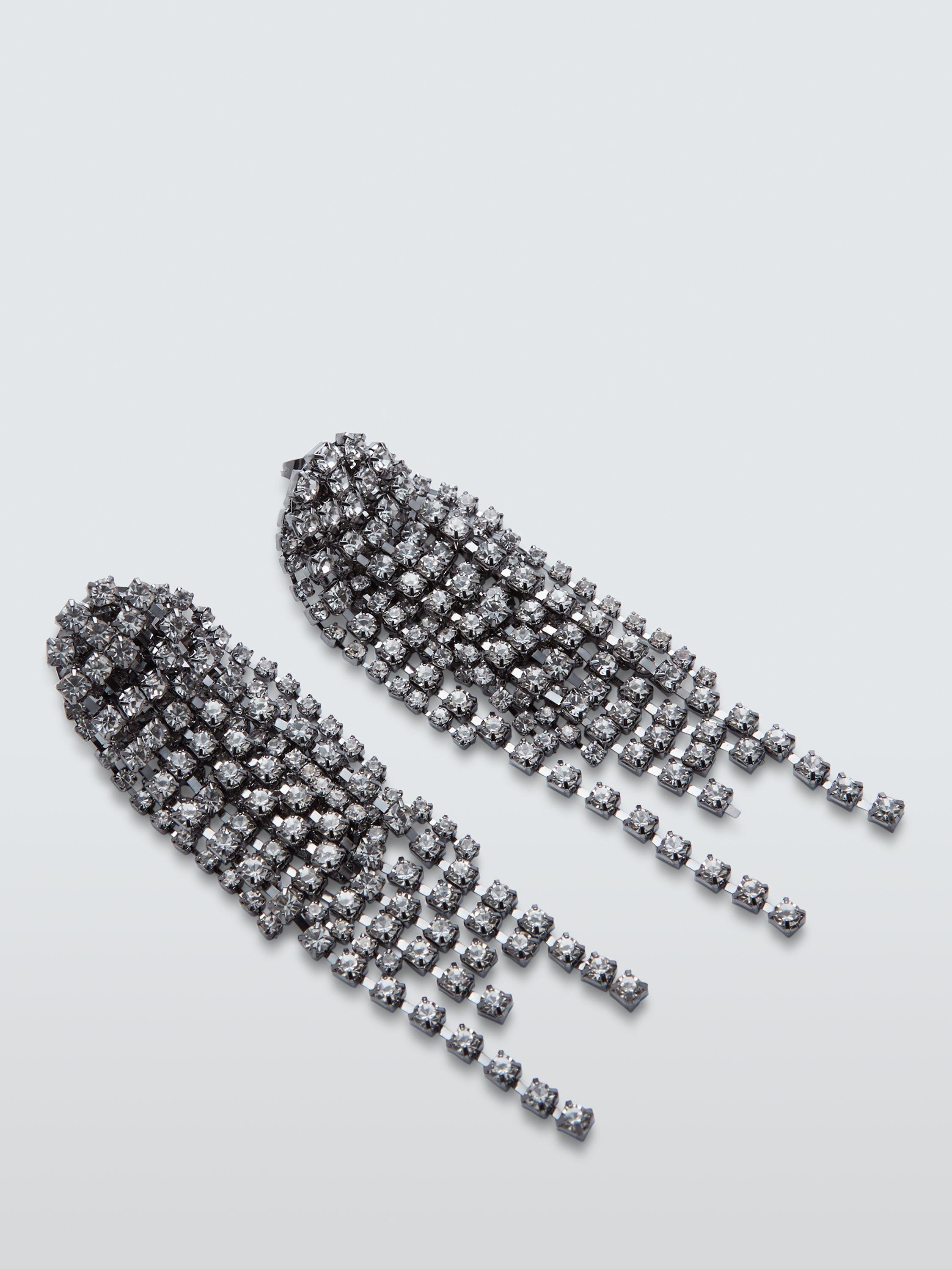 Product image 1 of 4, which shows John Lewis Statement Layered Waterfall Earrings, Pewter