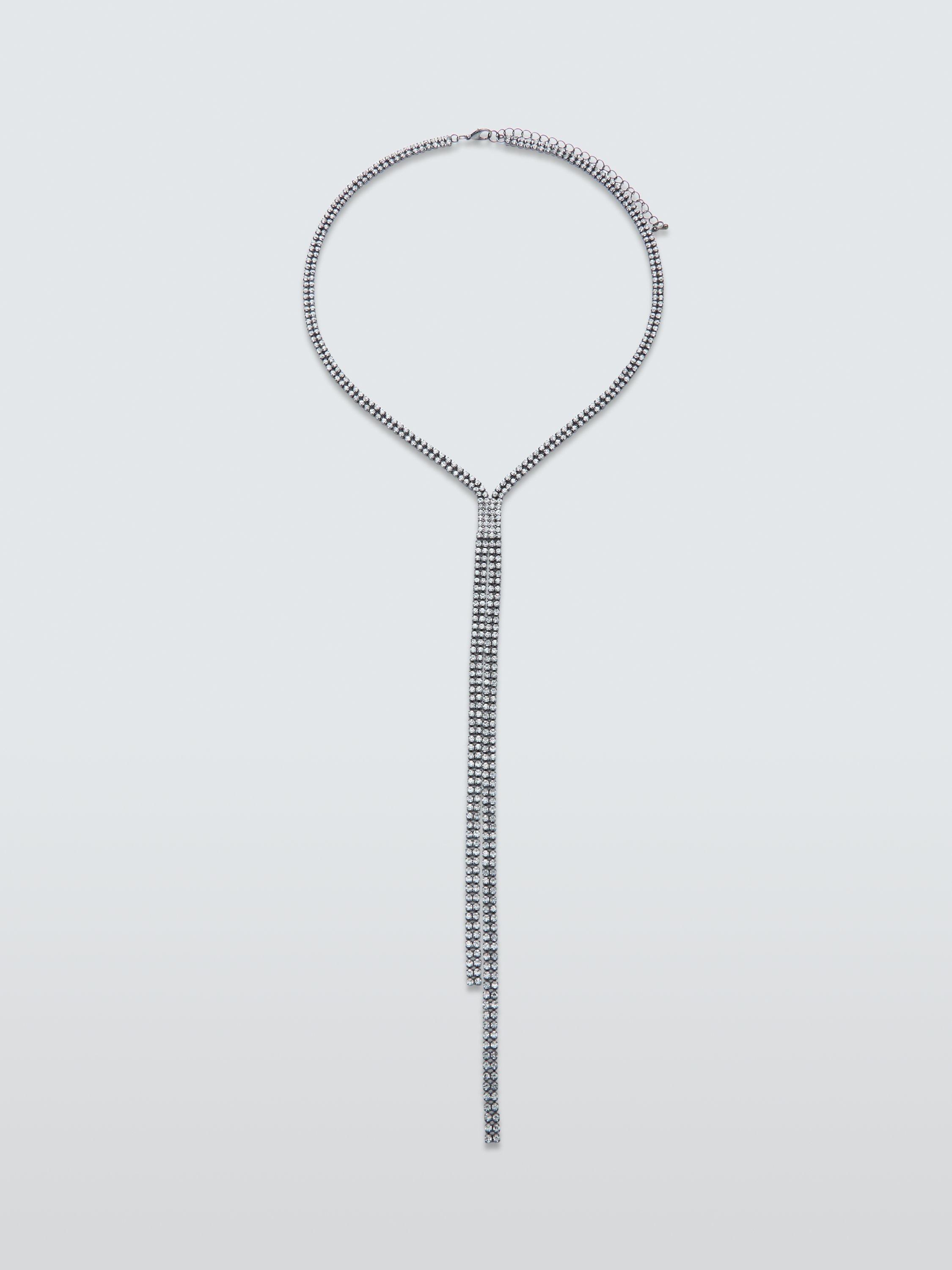 Product image 1 of 4, which shows John Lewis Y-Profile Diamante Necklace, Pewter