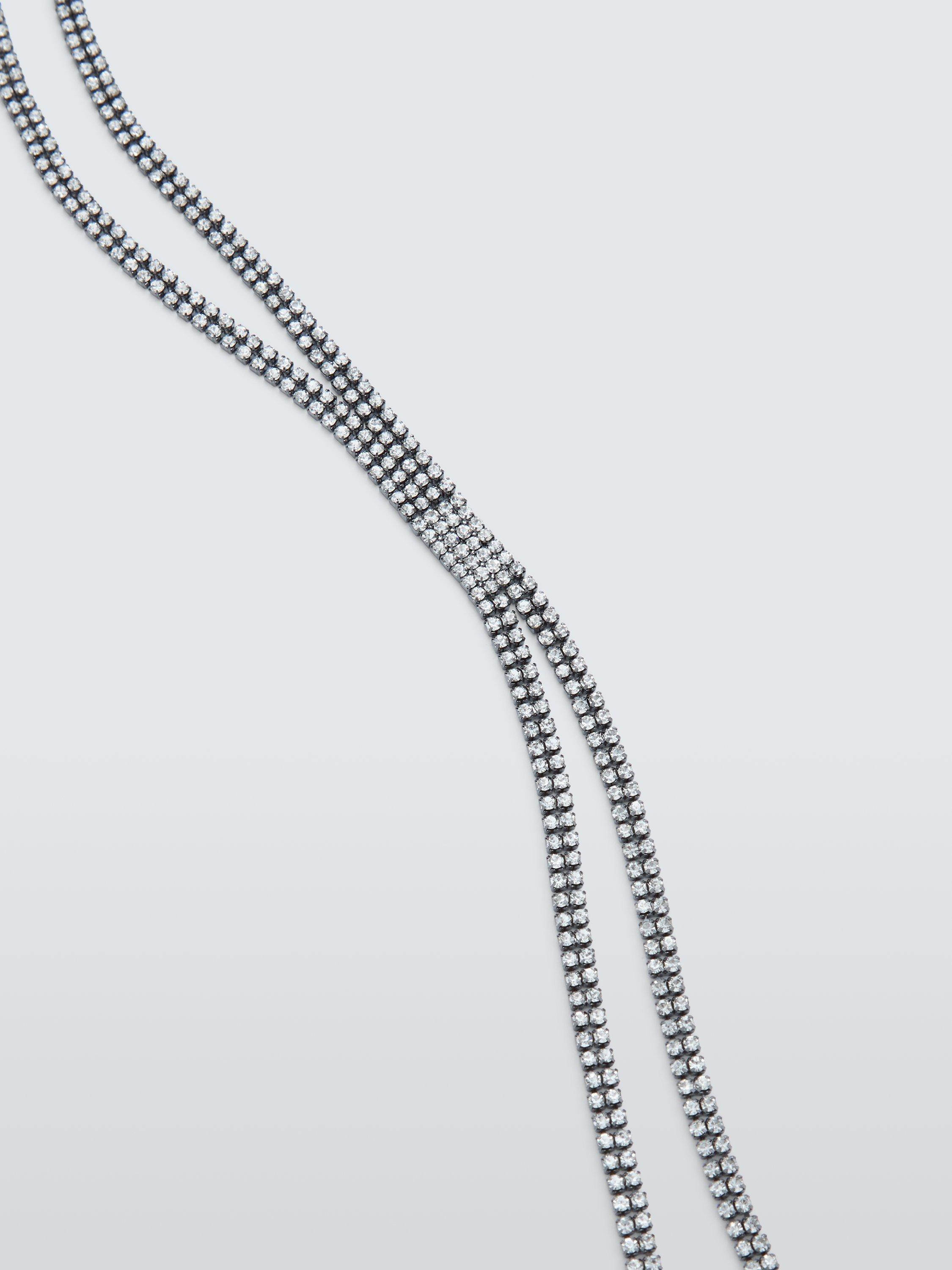 Product image 3 of 4, which shows John Lewis Y-Profile Diamante Necklace, Pewter