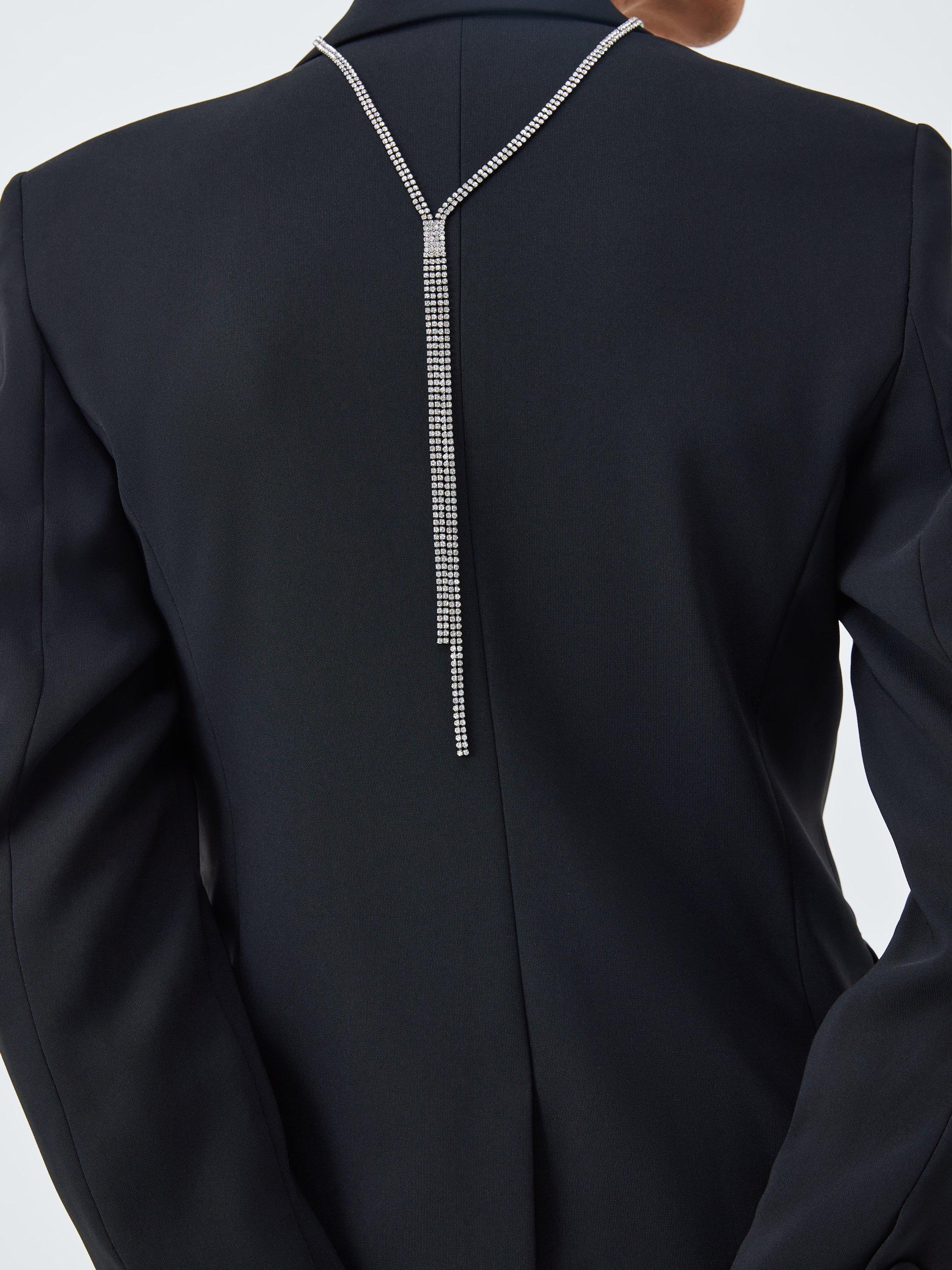 Product image 4 of 4, which shows John Lewis Y-Profile Diamante Necklace, Pewter