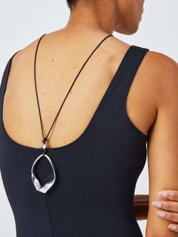 John Lewis Oversized Beaded Corded Necklace, Black/Silver - view 2, Black/Silver