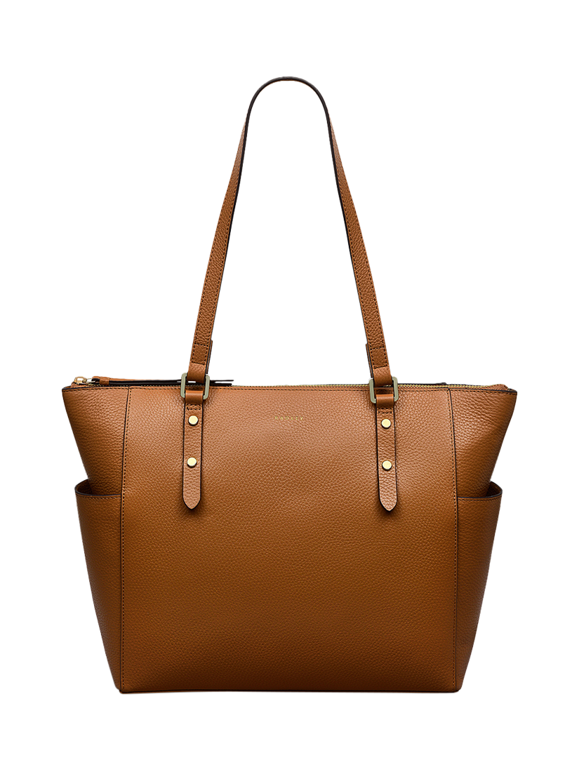 Product image 1 of 5, which shows Radley Silk Street Leather Large Zip Top Shoulder Bag, Caramel