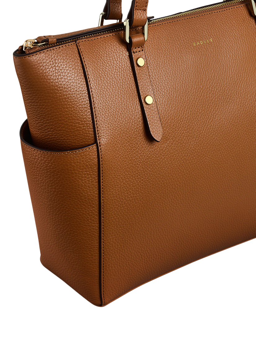 Product image 4 of 5, which shows Radley Silk Street Leather Large Zip Top Shoulder Bag, Caramel