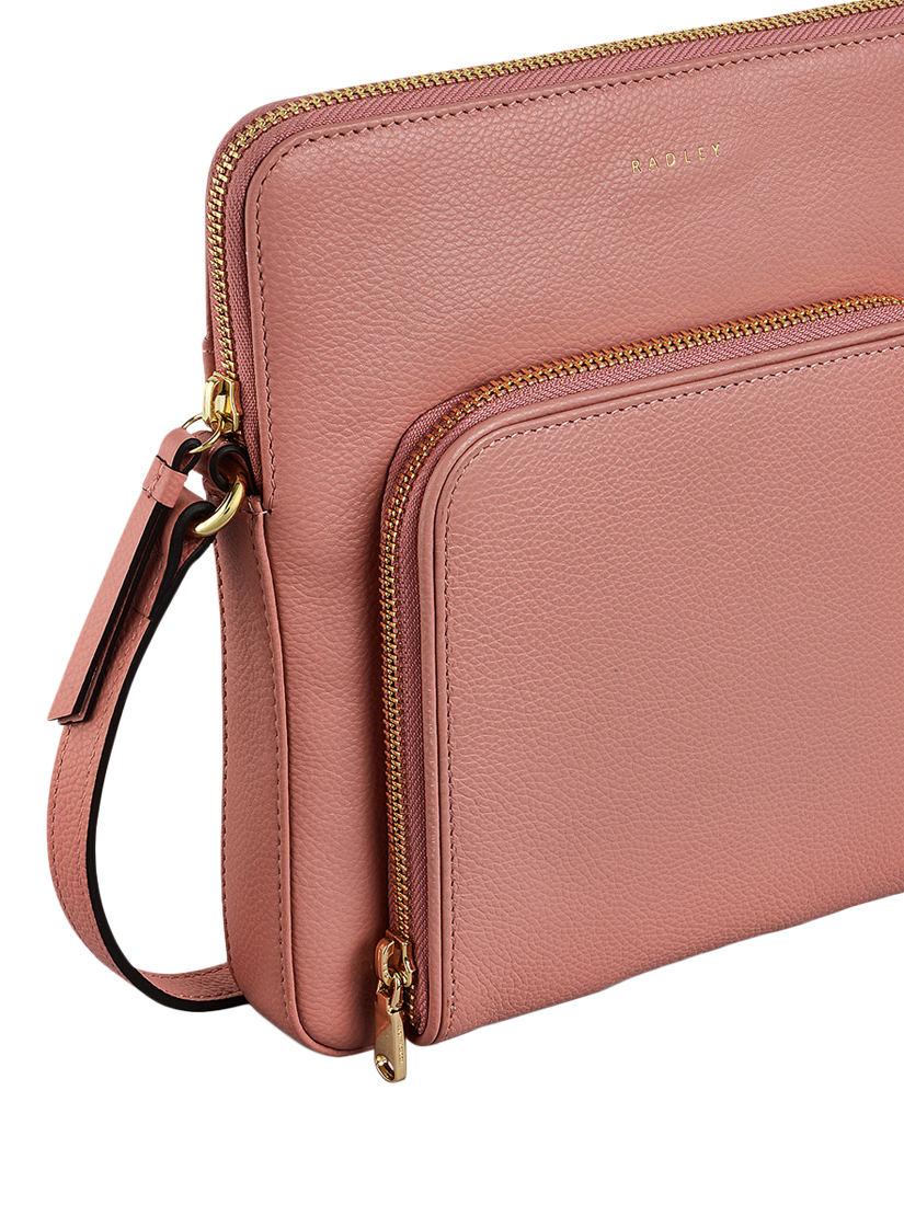 Product image 4 of 5, which shows Radley Redford Close Leather Medium Zip Top Cross Body Bag, Sienna Pink
