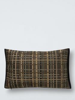 John Lewis Rustic Check Cushion, Graphite, Graphite