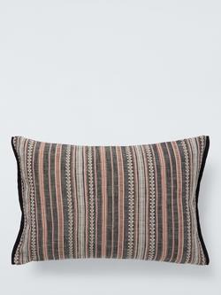 John Lewis Rustic Stripe Cushion, Pink - view 2, Pink