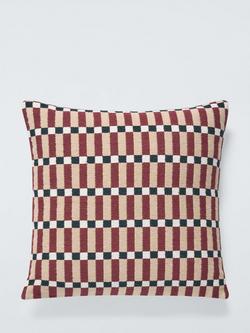 John Lewis Grid Geometric Indoor/Outdoor Cushion, Burnt Umber, Burnt Umber