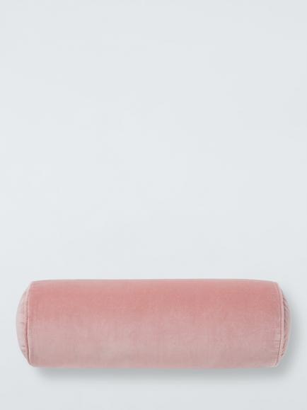 John Lewis Cotton Velvet Bolster Cushion, Pink