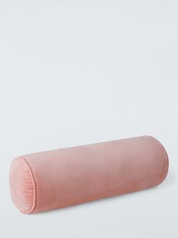 John Lewis Cotton Velvet Bolster Cushion - view 2, Pink