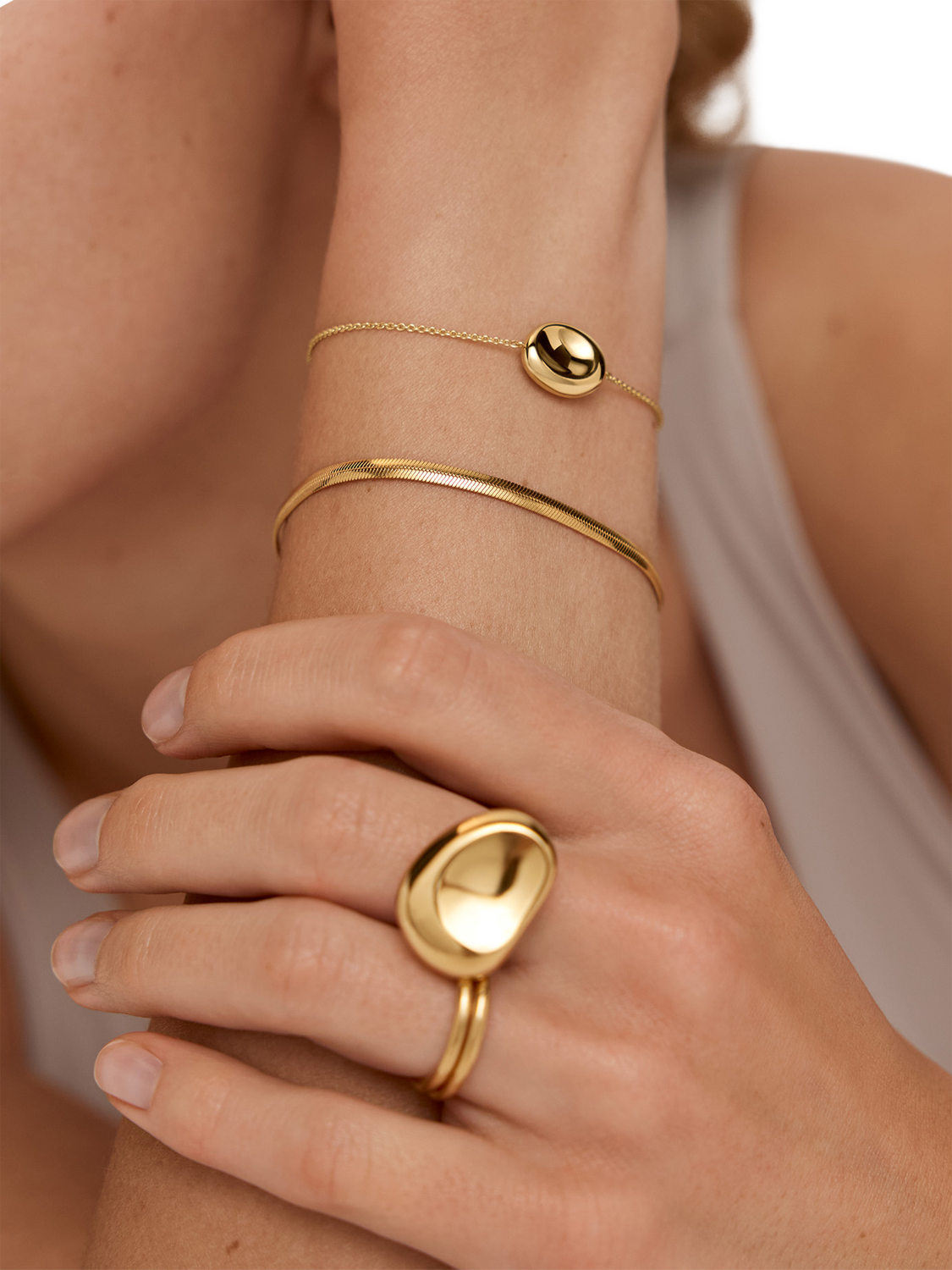 Product image 2 of 4, which shows Monica Vinader Aria Adjustable Bracelet, Gold