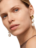 Monica Vinader Asymmetric Pearl Drop Earrings
