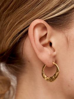 Monica Vinader Capri Rugged Medium Hoop Earrings, Gold - view 2, Gold