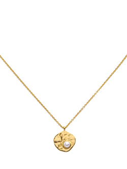 Monica Vinader Capri Keshi Pearl Disc Necklace, Gold, Gold