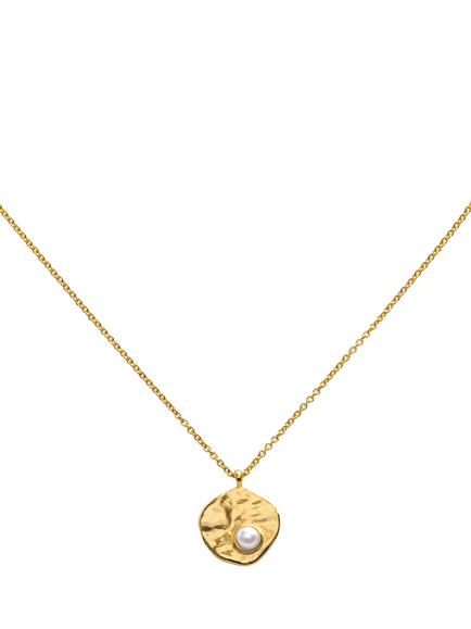 Monica Vinader Capri Keshi Pearl Disc Necklace, Gold, Gold