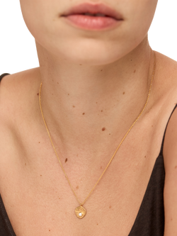 Monica Vinader Capri Keshi Pearl Disc Necklace, Gold - view 2, Gold
